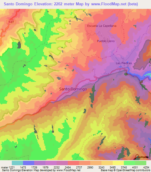 Santo Domingo,Venezuela Elevation Map
