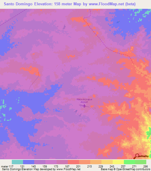 Santo Domingo,Venezuela Elevation Map