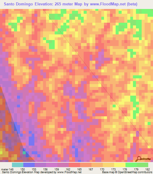 Santo Domingo,Venezuela Elevation Map