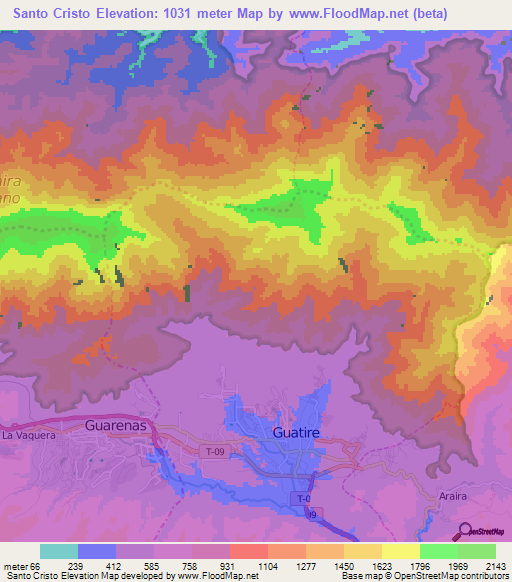 Santo Cristo,Venezuela Elevation Map