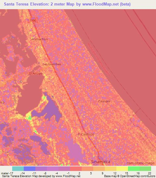 Santa Teresa,Venezuela Elevation Map