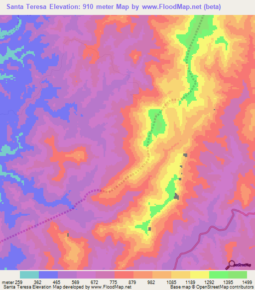 Santa Teresa,Venezuela Elevation Map