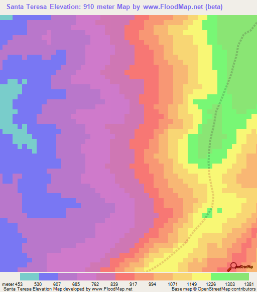 Santa Teresa,Venezuela Elevation Map