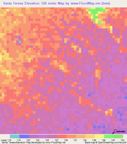 Santa Teresa,Venezuela Elevation Map