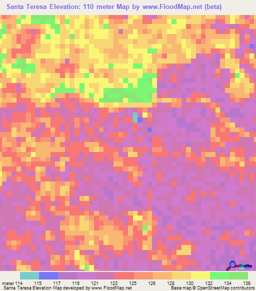 Santa Teresa,Venezuela Elevation Map