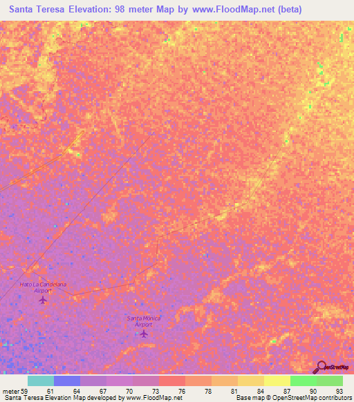 Santa Teresa,Venezuela Elevation Map