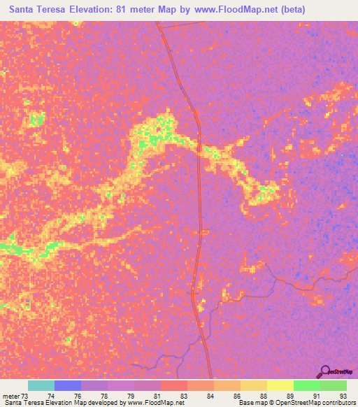 Santa Teresa,Venezuela Elevation Map