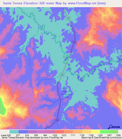 Santa Teresa,Venezuela Elevation Map