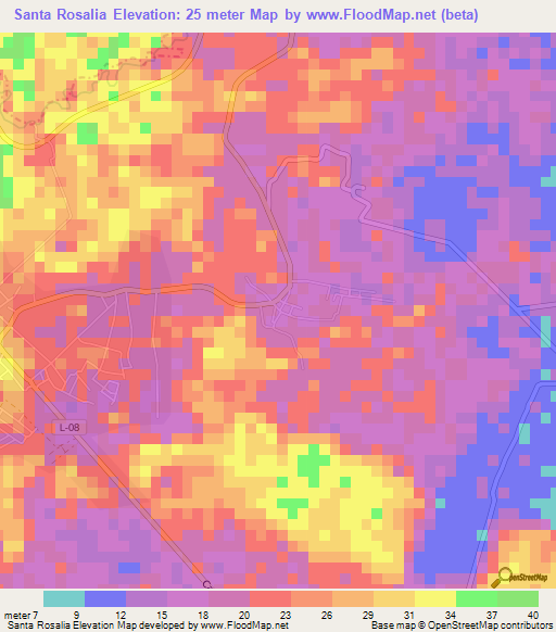 Santa Rosalia,Venezuela Elevation Map