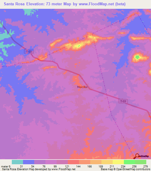 Santa Rosa,Venezuela Elevation Map