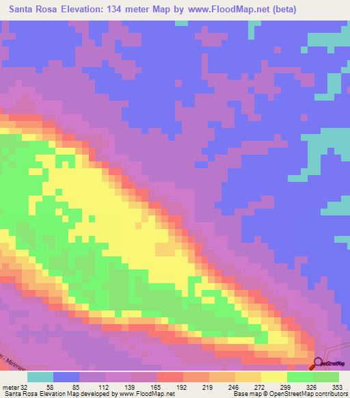 Santa Rosa,Venezuela Elevation Map