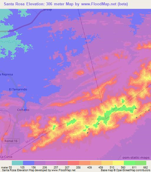 Santa Rosa,Venezuela Elevation Map
