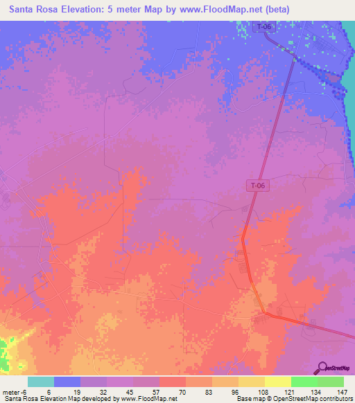 Santa Rosa,Venezuela Elevation Map