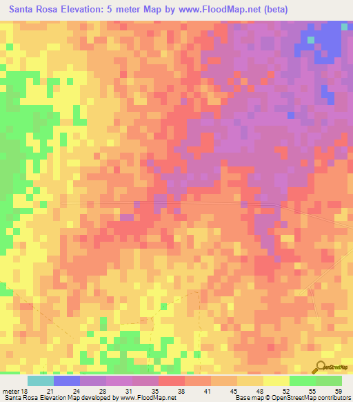Santa Rosa,Venezuela Elevation Map