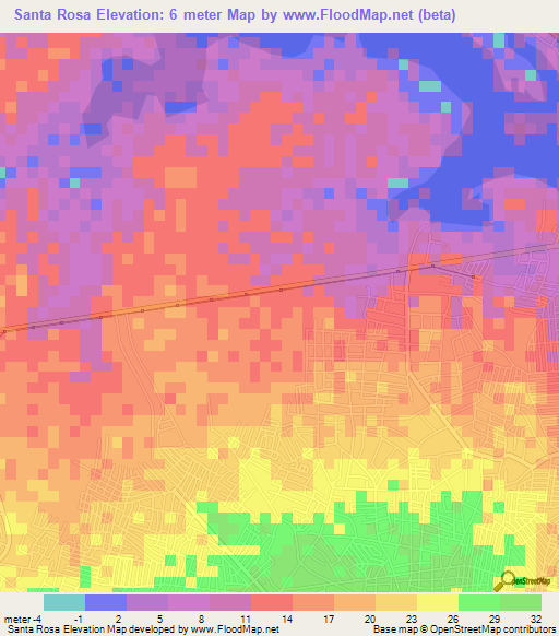 Santa Rosa,Venezuela Elevation Map