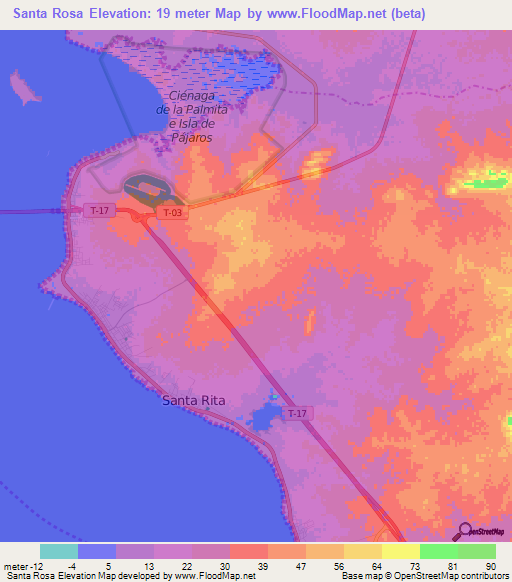 Santa Rosa,Venezuela Elevation Map