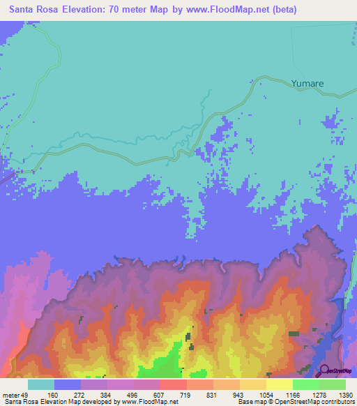 Santa Rosa,Venezuela Elevation Map