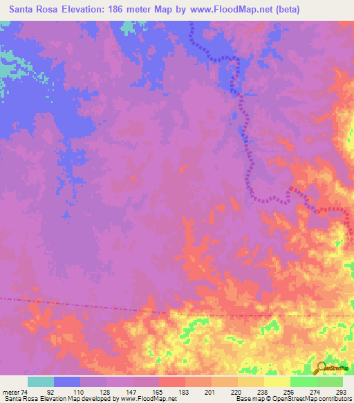 Santa Rosa,Venezuela Elevation Map