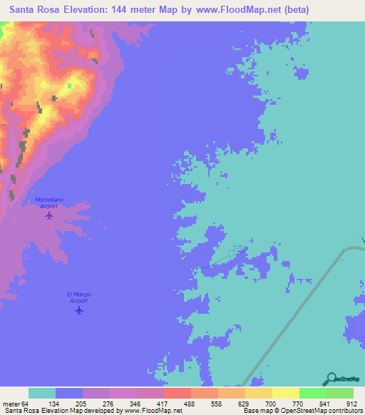 Santa Rosa,Venezuela Elevation Map
