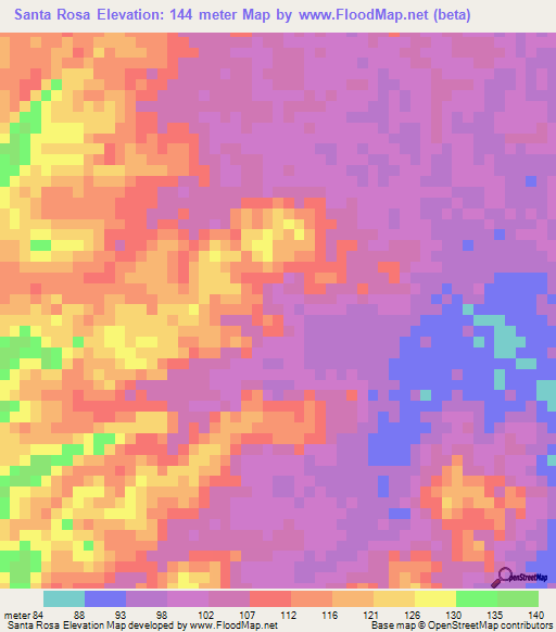 Santa Rosa,Venezuela Elevation Map