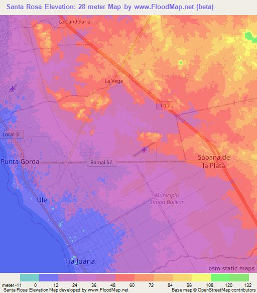 Santa Rosa,Venezuela Elevation Map