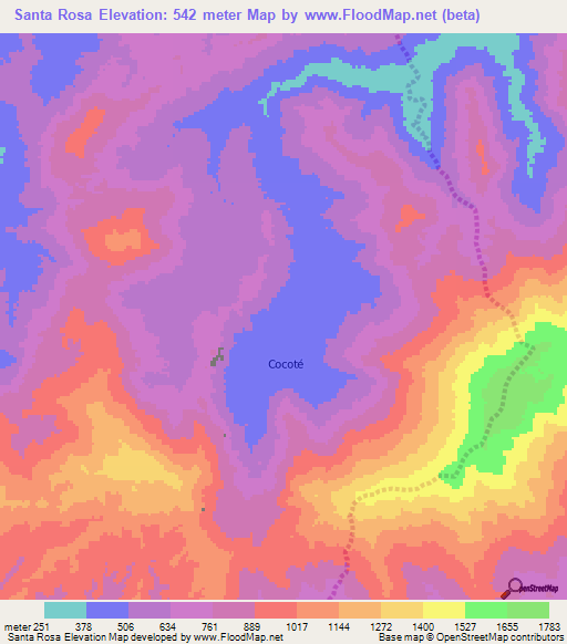 Santa Rosa,Venezuela Elevation Map