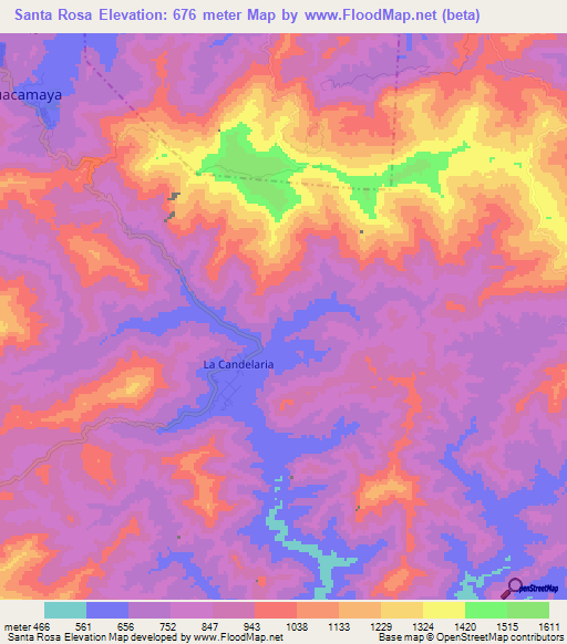 Santa Rosa,Venezuela Elevation Map