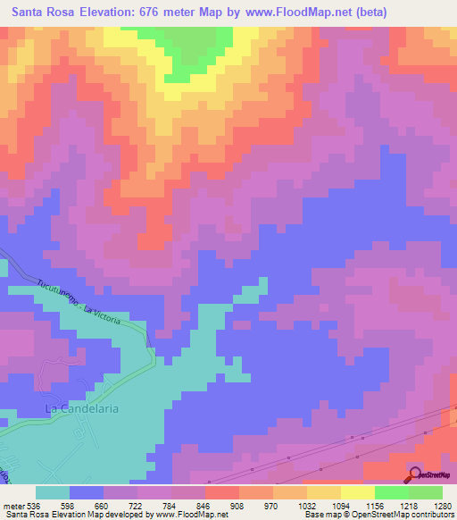 Santa Rosa,Venezuela Elevation Map