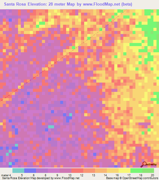 Santa Rosa,Venezuela Elevation Map