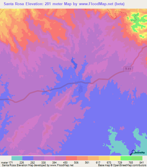 Santa Rosa,Venezuela Elevation Map
