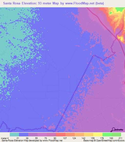 Santa Rosa,Venezuela Elevation Map