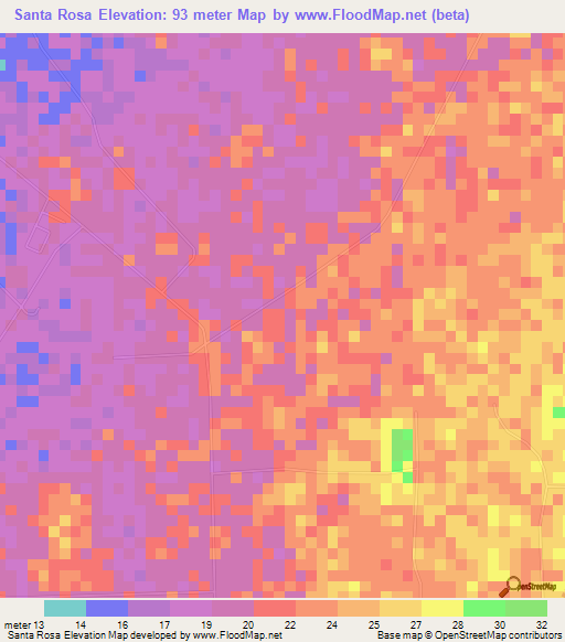 Santa Rosa,Venezuela Elevation Map