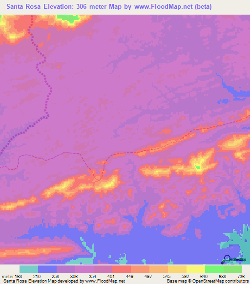 Santa Rosa,Venezuela Elevation Map