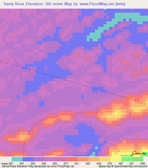 Santa Rosa,Venezuela Elevation Map