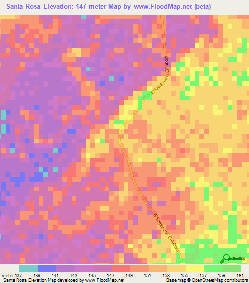 Santa Rosa,Venezuela Elevation Map