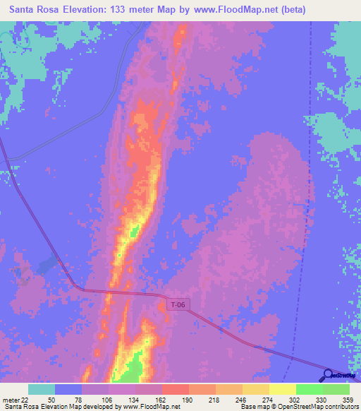 Santa Rosa,Venezuela Elevation Map