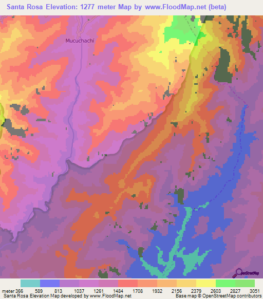 Santa Rosa,Venezuela Elevation Map