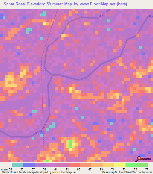 Santa Rosa,Venezuela Elevation Map