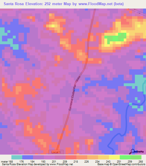 Santa Rosa,Venezuela Elevation Map