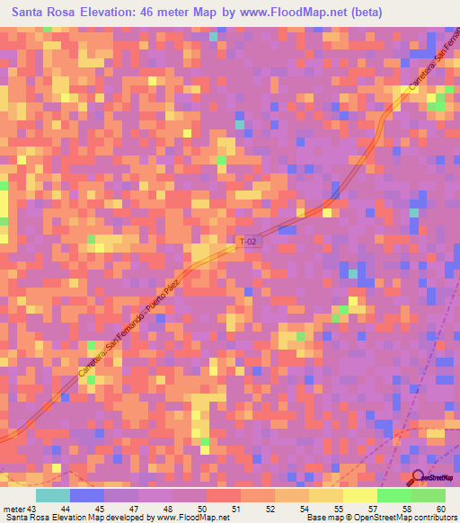 Santa Rosa,Venezuela Elevation Map