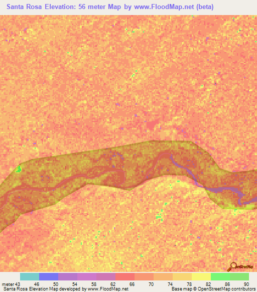 Santa Rosa,Venezuela Elevation Map