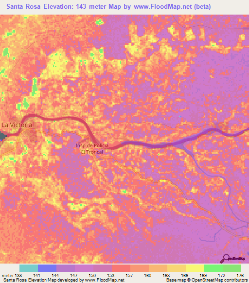 Santa Rosa,Venezuela Elevation Map