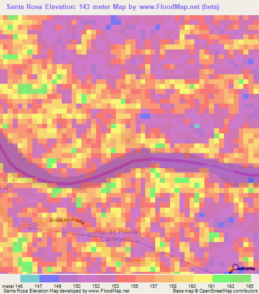 Santa Rosa,Venezuela Elevation Map