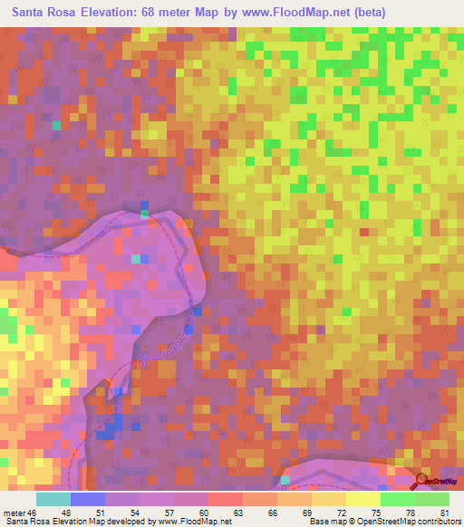 Santa Rosa,Venezuela Elevation Map