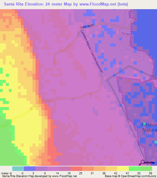 Santa Rita,Venezuela Elevation Map