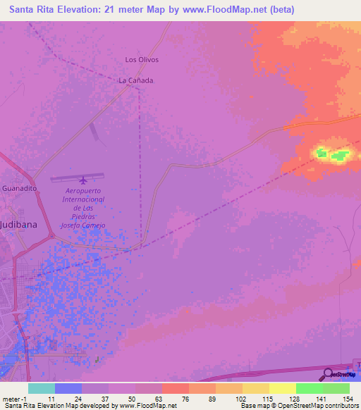 Santa Rita,Venezuela Elevation Map