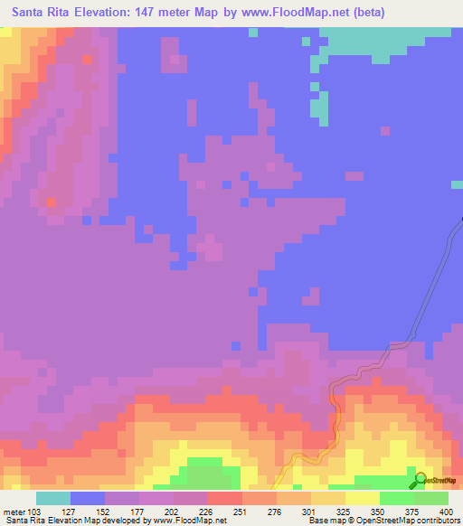 Santa Rita,Venezuela Elevation Map