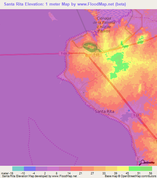 Santa Rita,Venezuela Elevation Map