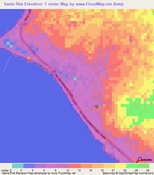 Santa Rita,Venezuela Elevation Map