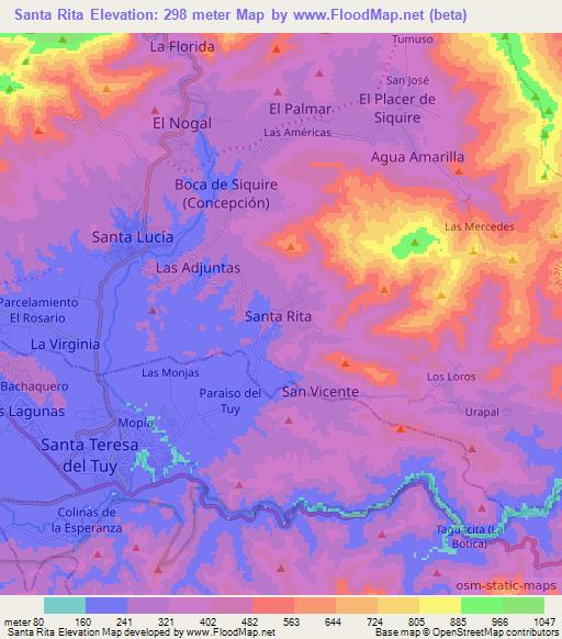 Santa Rita,Venezuela Elevation Map